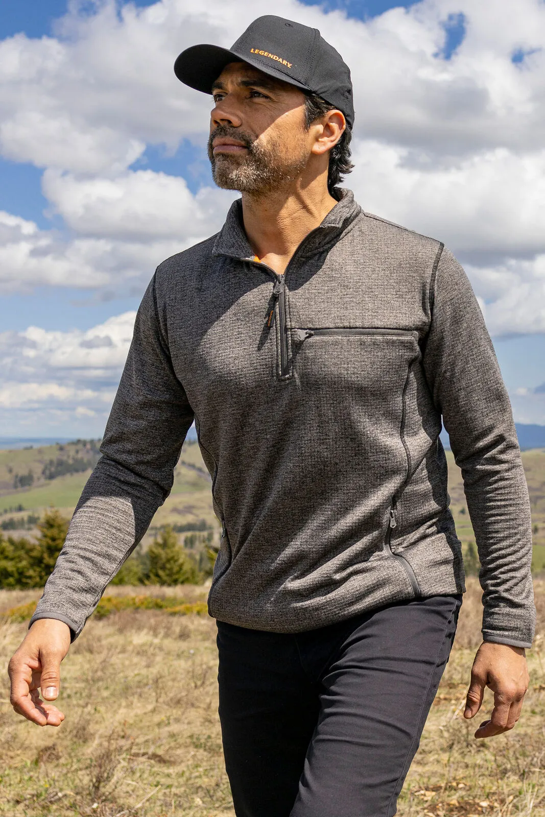 Legendary Outdoors Men's Grid Fleece Half Zip Pullover