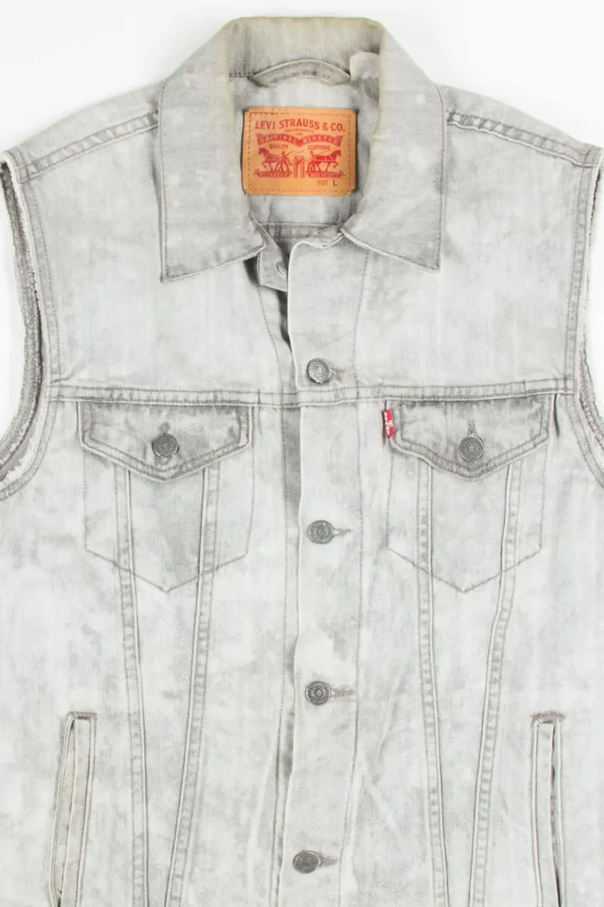 Levi Grey Acid Washed Denim Vest