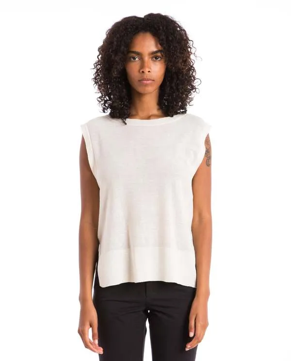 Lightweight Knit Sleeveless Top - Off White