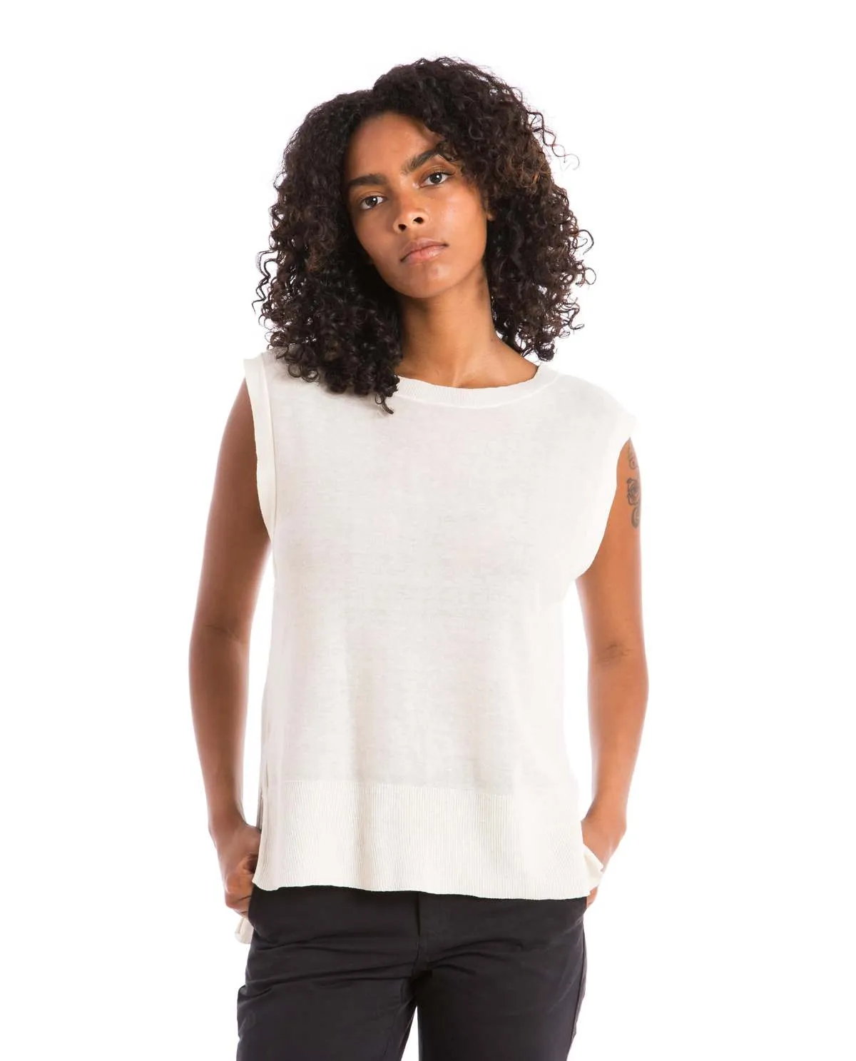 Lightweight Knit Sleeveless Top - Off White