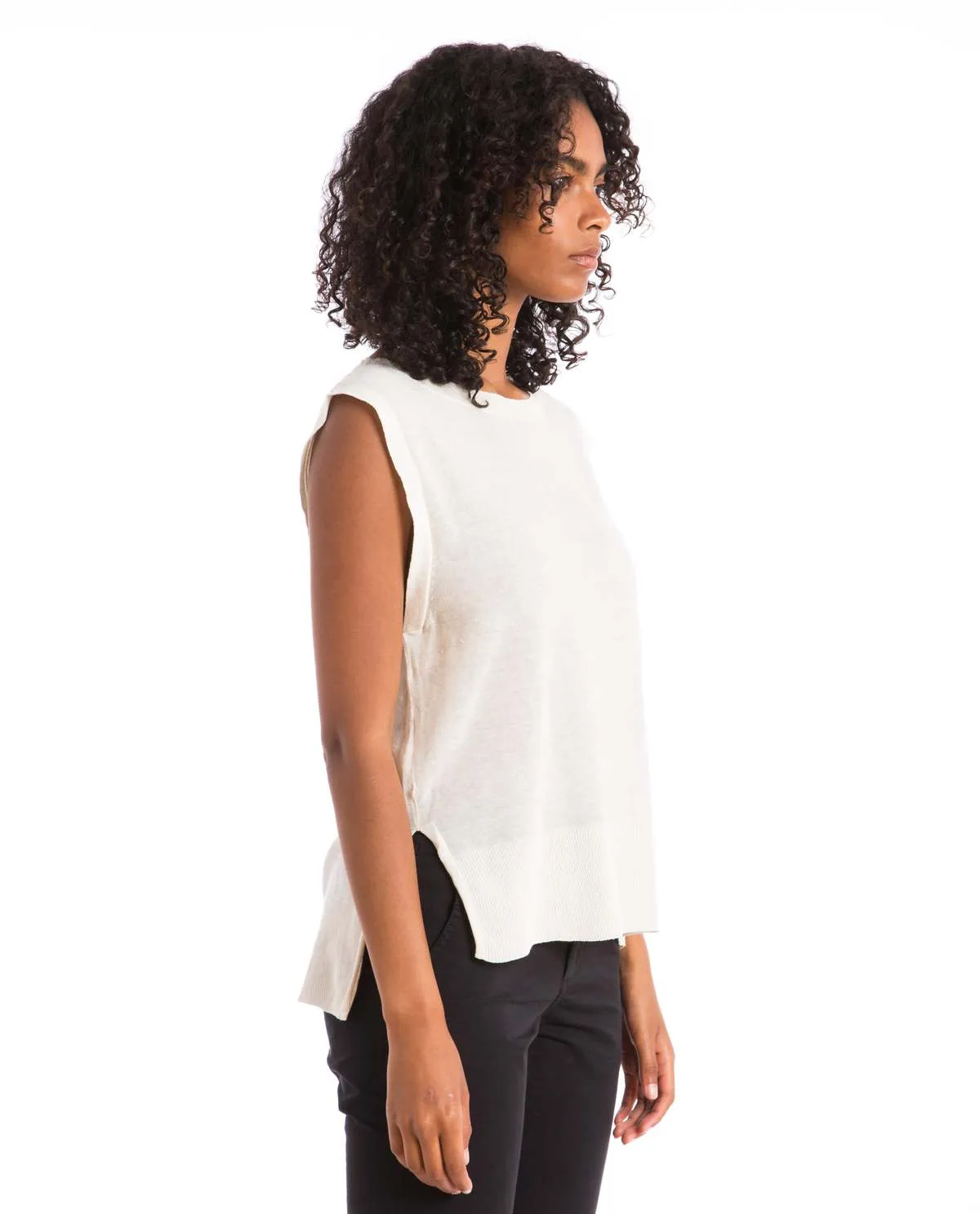 Lightweight Knit Sleeveless Top - Off White