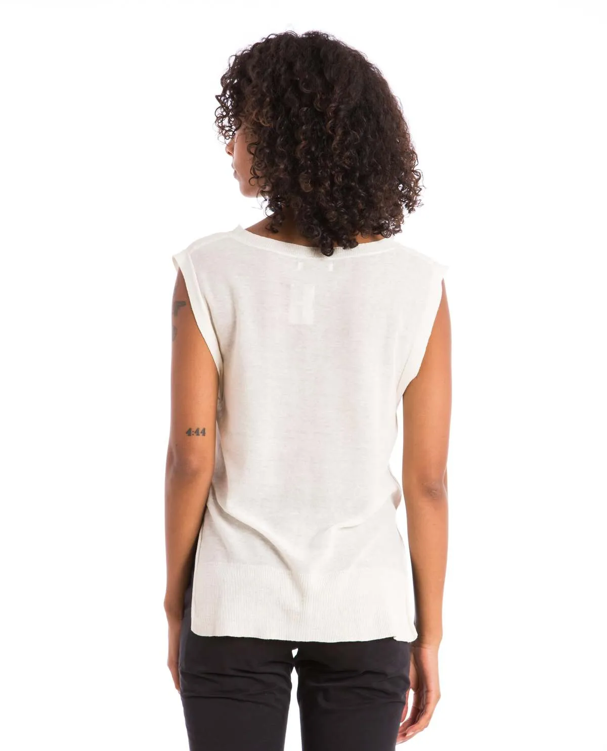 Lightweight Knit Sleeveless Top - Off White