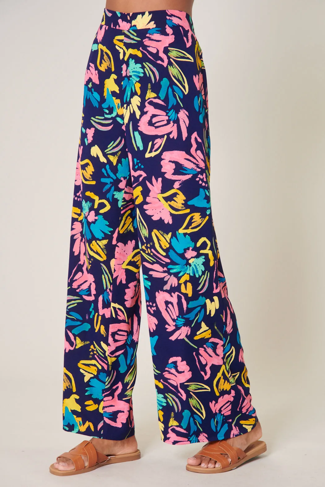 Limbo Floral Strokes Wide Leg Pants