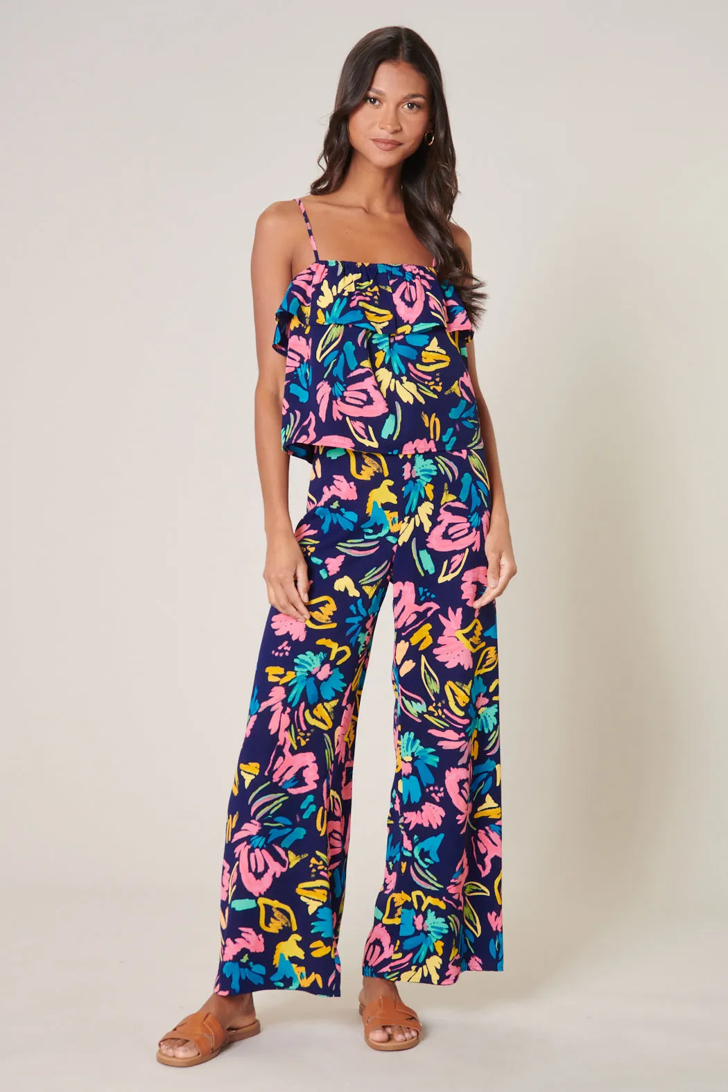 Limbo Floral Strokes Wide Leg Pants