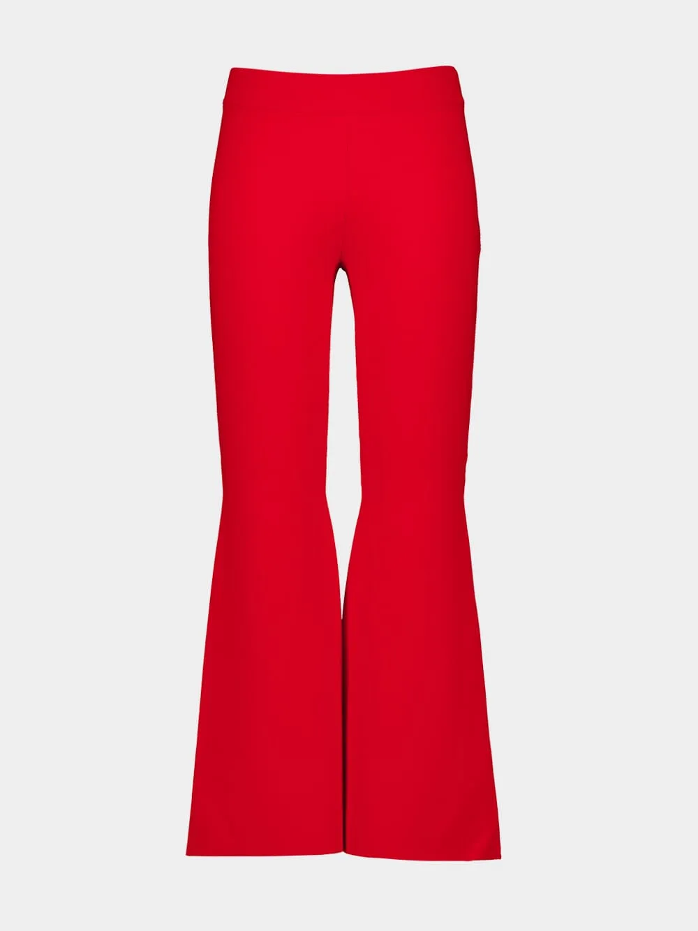 Lipstick Red Mid-Rise Flared Trousers