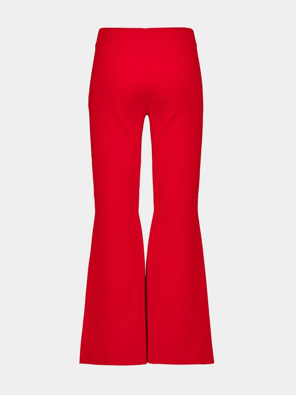 Lipstick Red Mid-Rise Flared Trousers