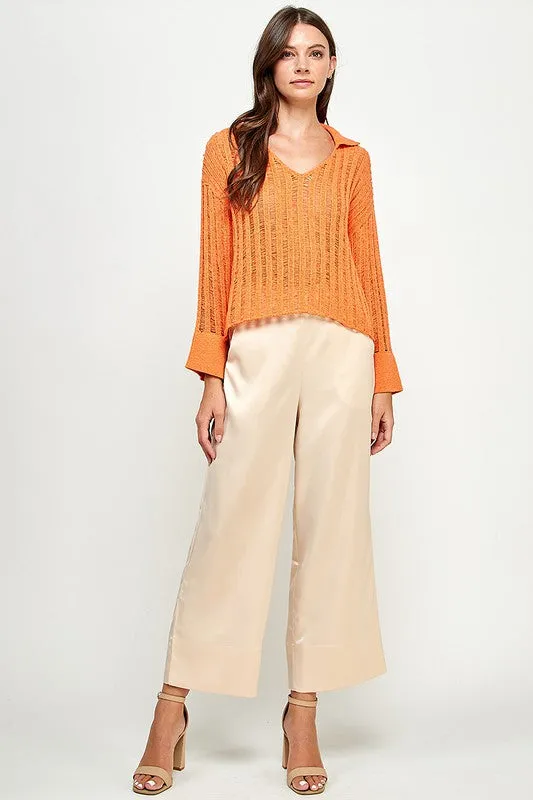 Lisbon Cropped Wide Pants - Beige