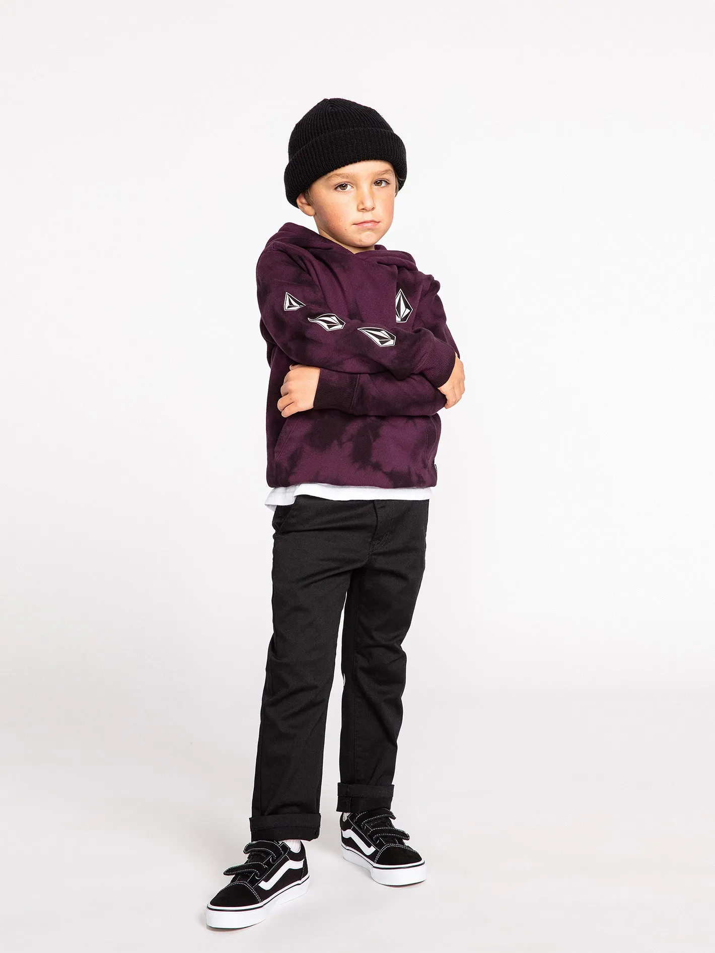 Little Boys Iconic Stone Plus Pullover Hoodie - Mulberry