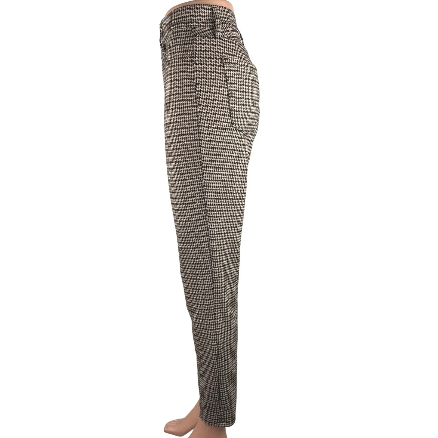 Loft Brown Black Houndstooth Skinny Leg High Rise Ankle Trouser Pants Size 8