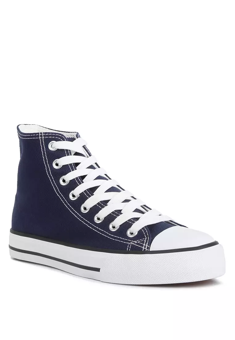 London Rag Navy High Top Basketball Canvas Sneakers