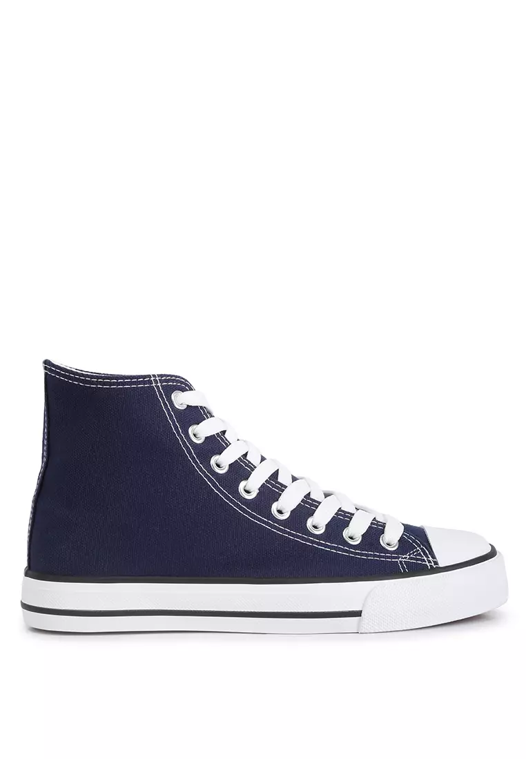 London Rag Navy High Top Basketball Canvas Sneakers