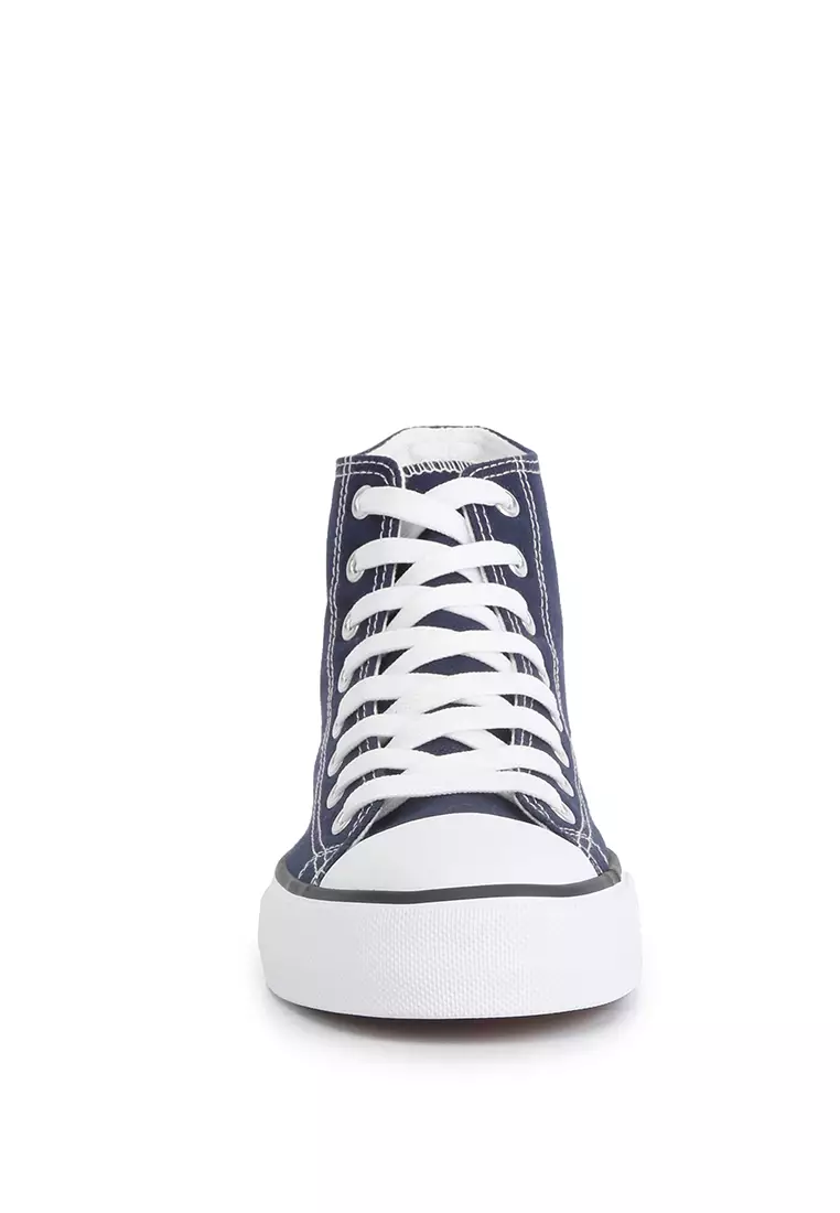 London Rag Navy High Top Basketball Canvas Sneakers