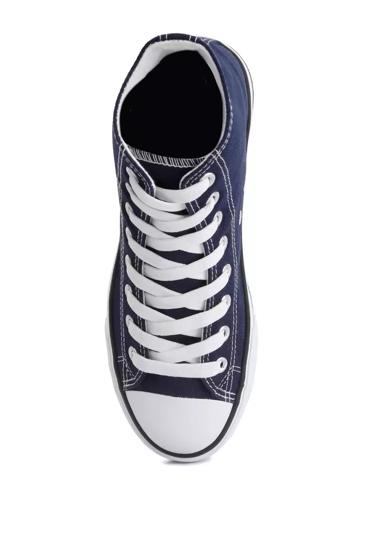 London Rag Navy High Top Basketball Canvas Sneakers