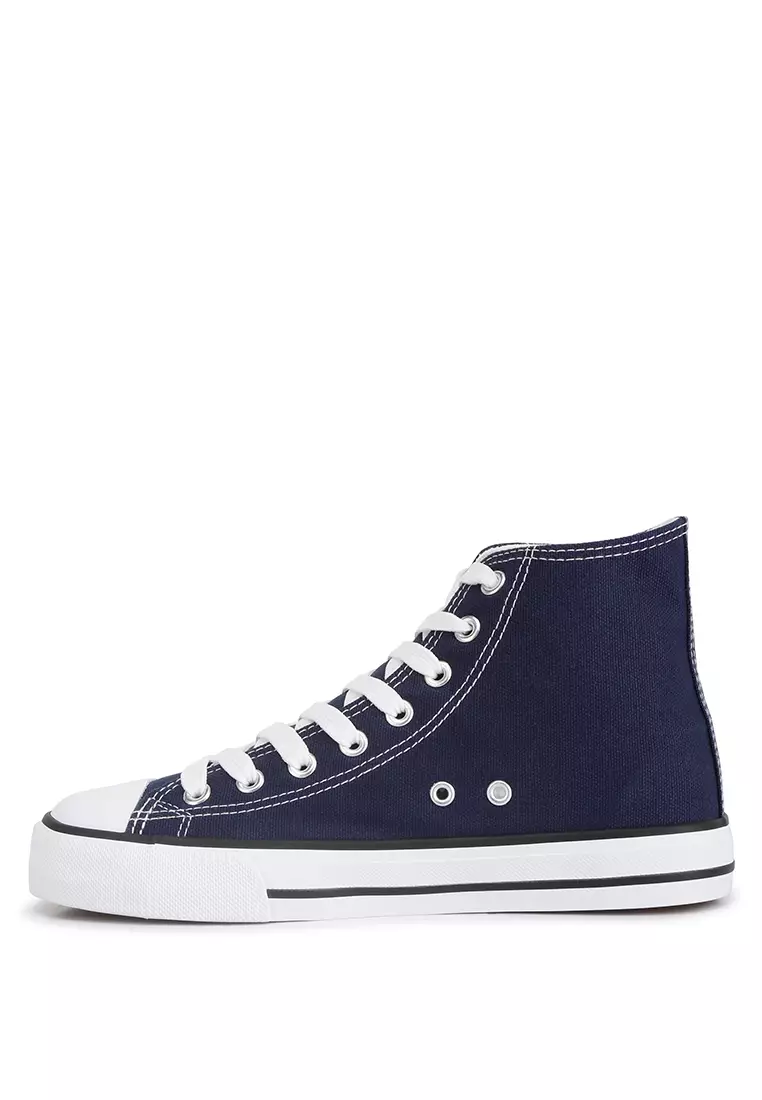 London Rag Navy High Top Basketball Canvas Sneakers