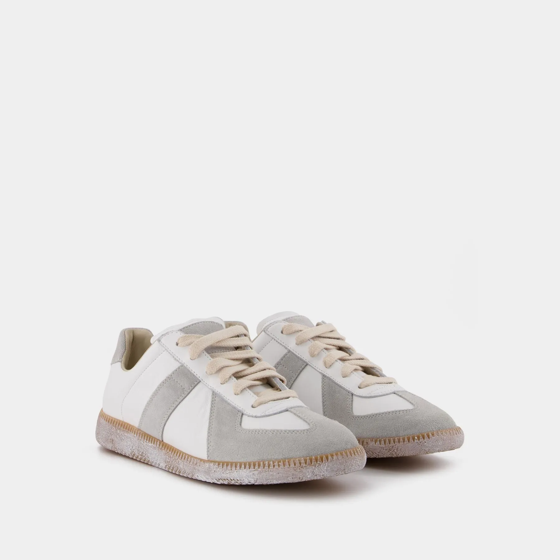 Maison Margiela  Replica Deconstructed Sneakers in White Leather