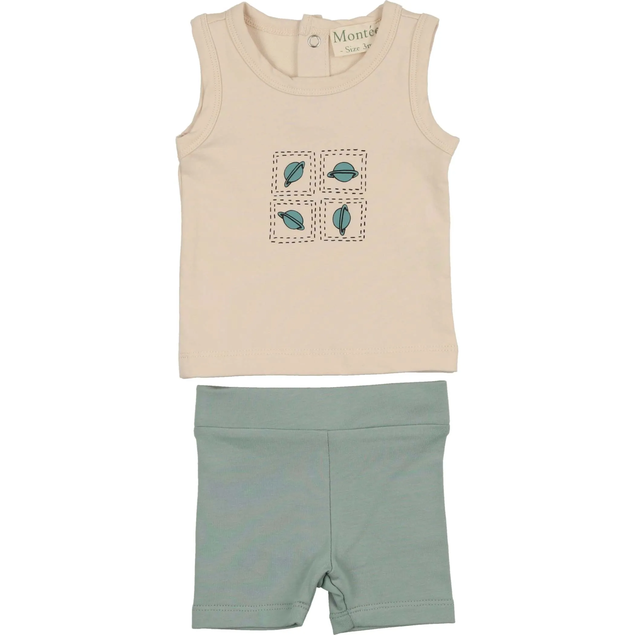 Maniere Boys Boxy Belt Bag Sleeveless Tee & Short Set, Sand