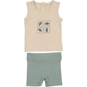 Maniere Boys Boxy Belt Bag Sleeveless Tee & Short Set, Sand