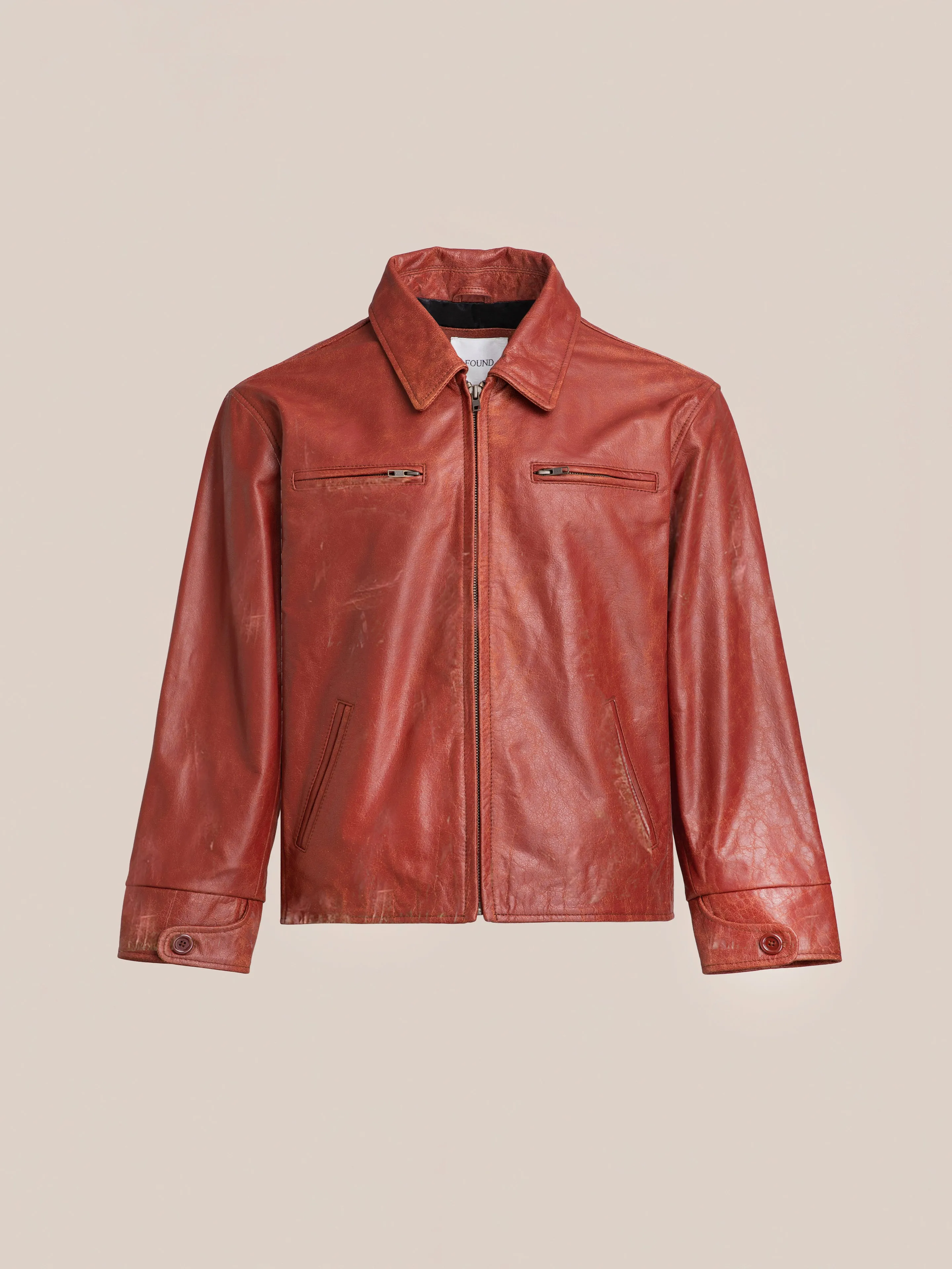 Marlboro Sun Faded  Leather Racer Jacket