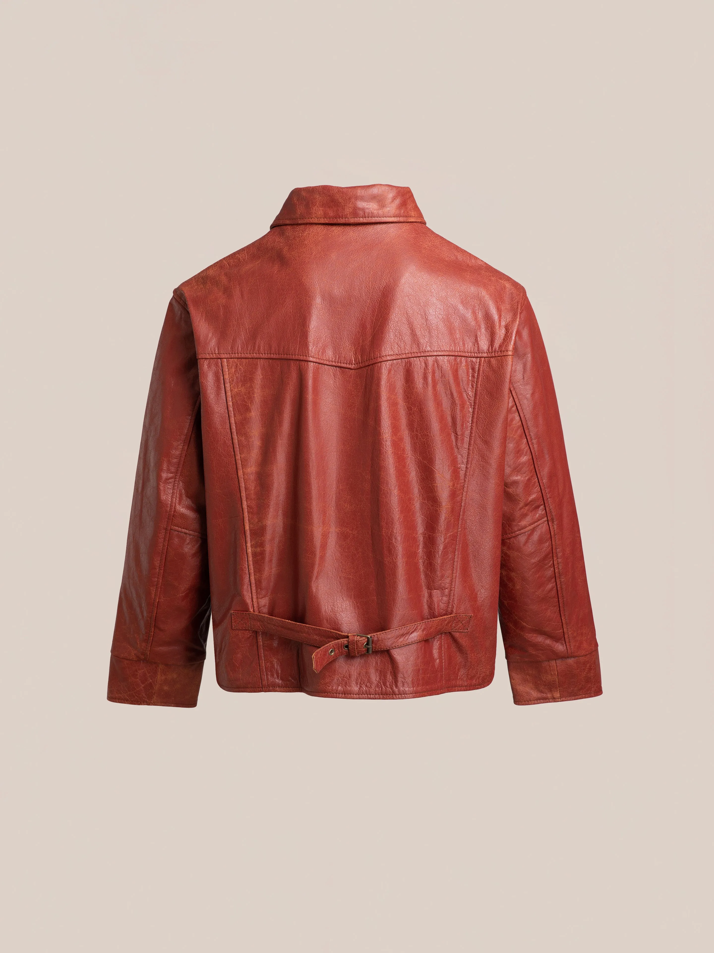 Marlboro Sun Faded  Leather Racer Jacket