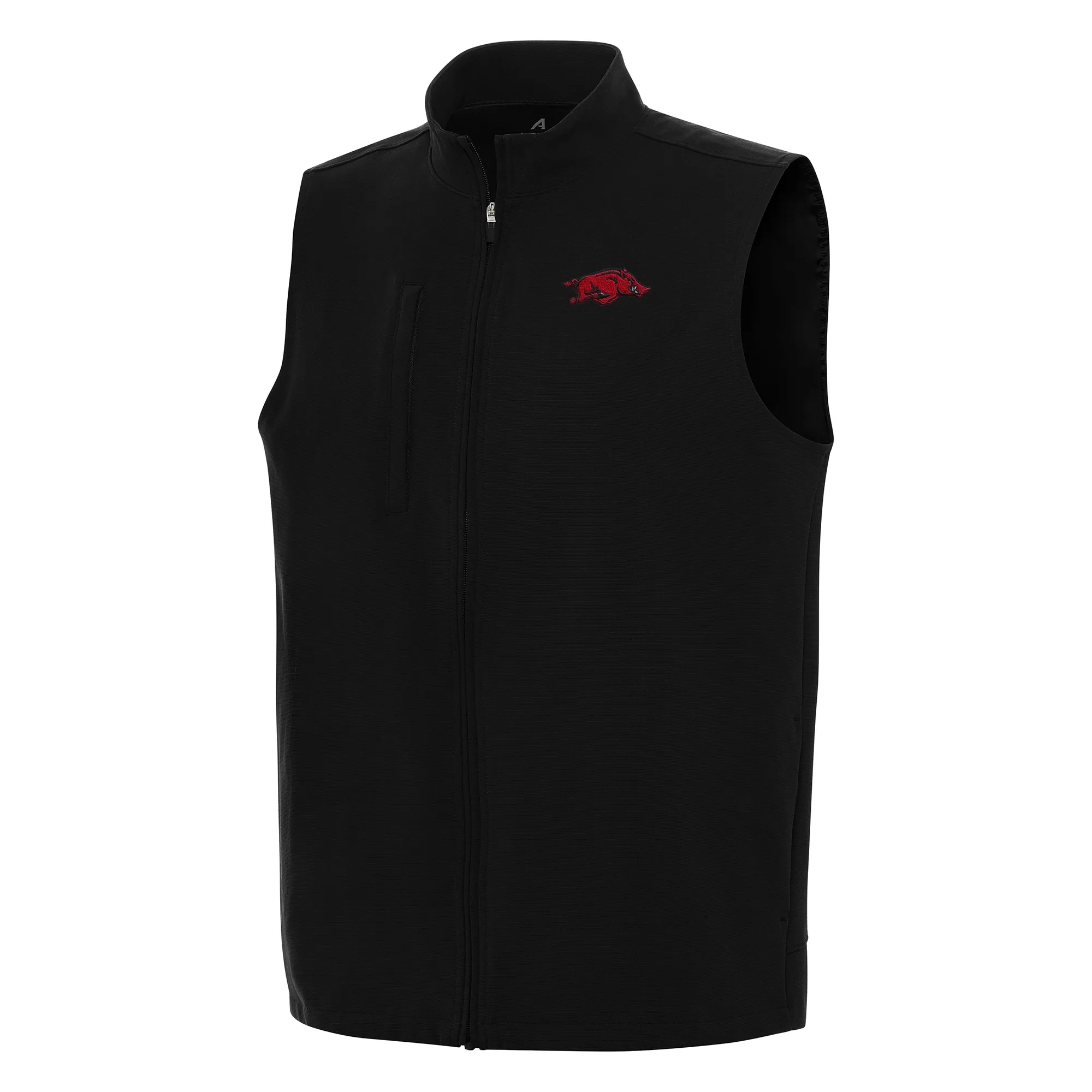 Men's Antigua Black Arkansas Razorbacks Regard Full-Zip Vest