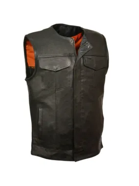 Mens Black Collarless Vest