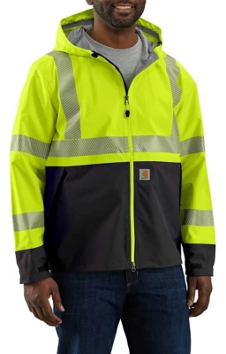 Men's Carhartt High Visibility Storm Defender Loose Fit Lightweight Rain Jacket