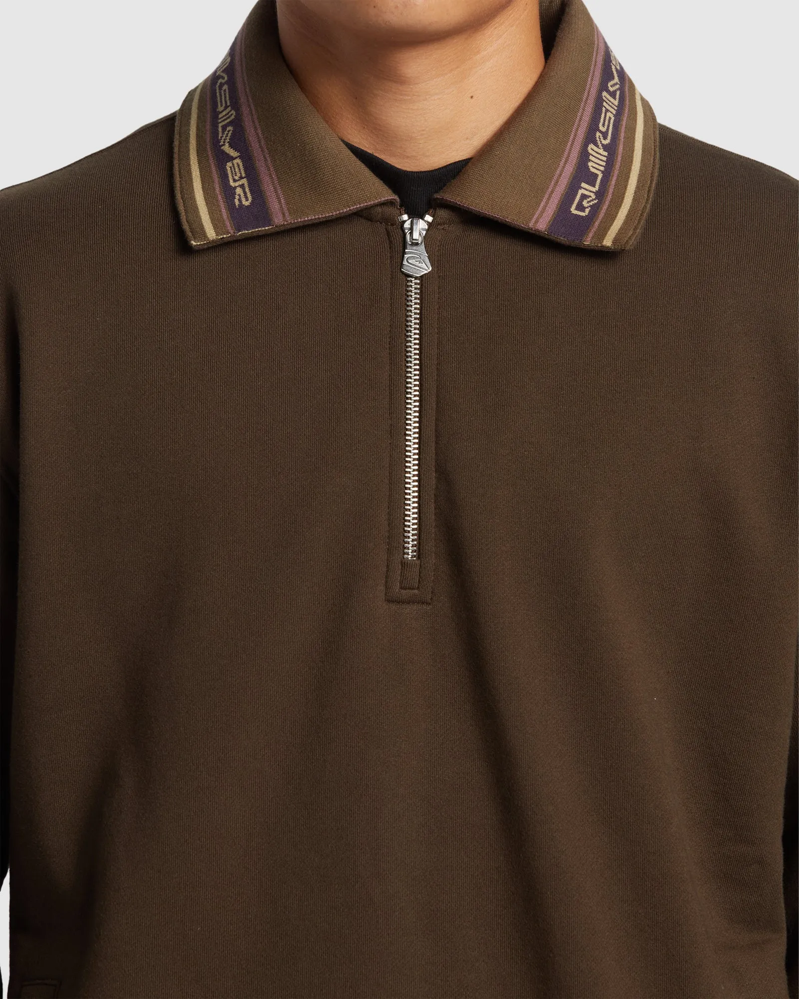 MENS COLLARED HALF ZIP PULLOVER SWEATSHIRT