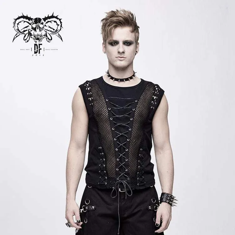 Men's Goth Lacing Mesh Vest