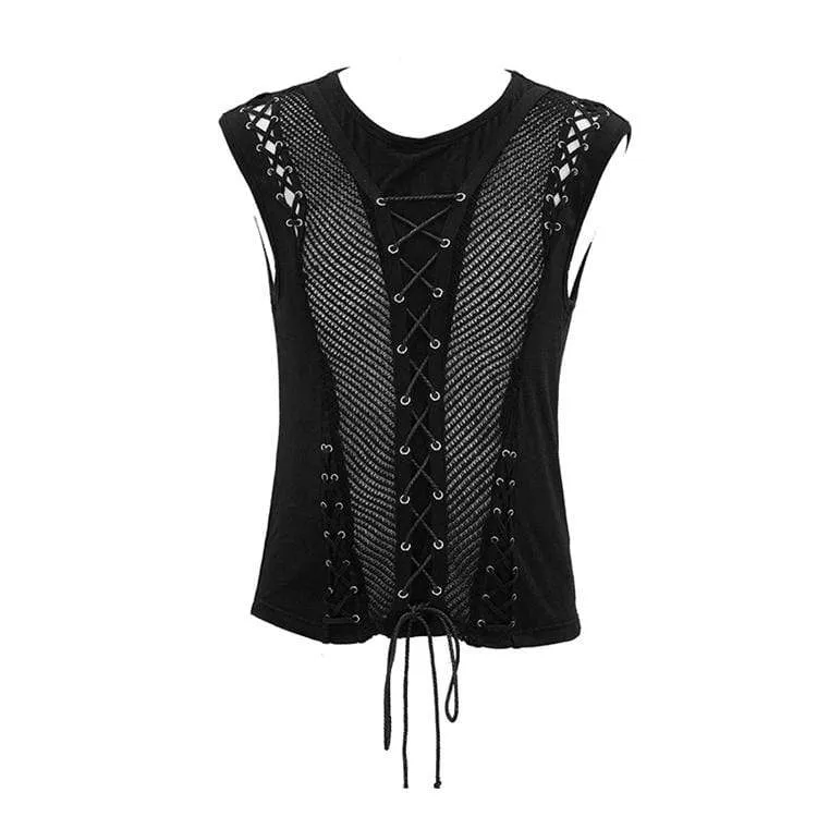 Men's Goth Lacing Mesh Vest