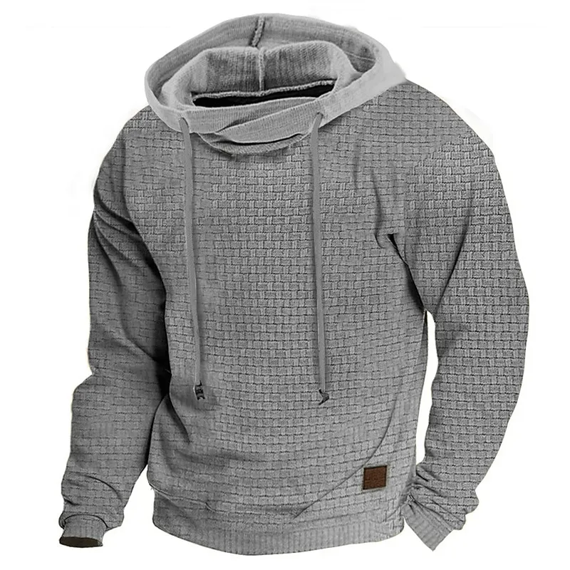 Men's Hoodie Outdoor Sports Solid Color Long Sleeve Daily Tops Apricot 