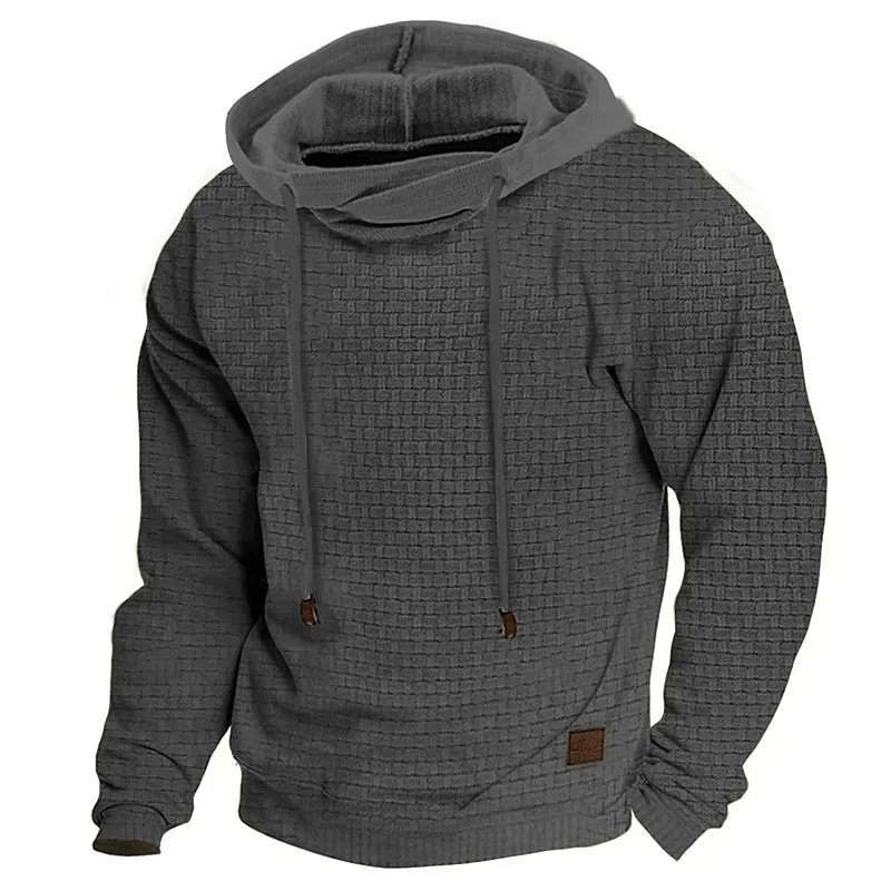 Men's Hoodie Outdoor Sports Solid Color Long Sleeve Daily Tops Apricot 