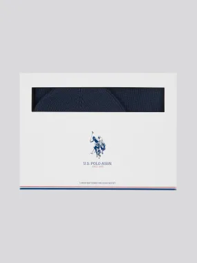 Mens Luxury Rib Knit Beanie & Scarf Box Set in Dark Sapphire Navy