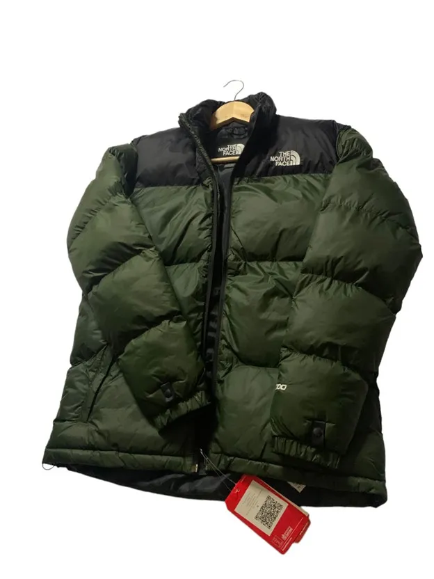 Mens North Face Retro 1996 Nuptse Jacket in Olive Green - Vint ISK