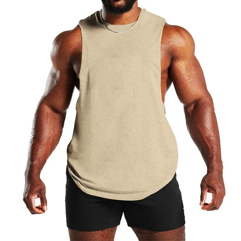 Men's Solid Loose Sleeveless Sports Fitness Tank Top 56829960Z