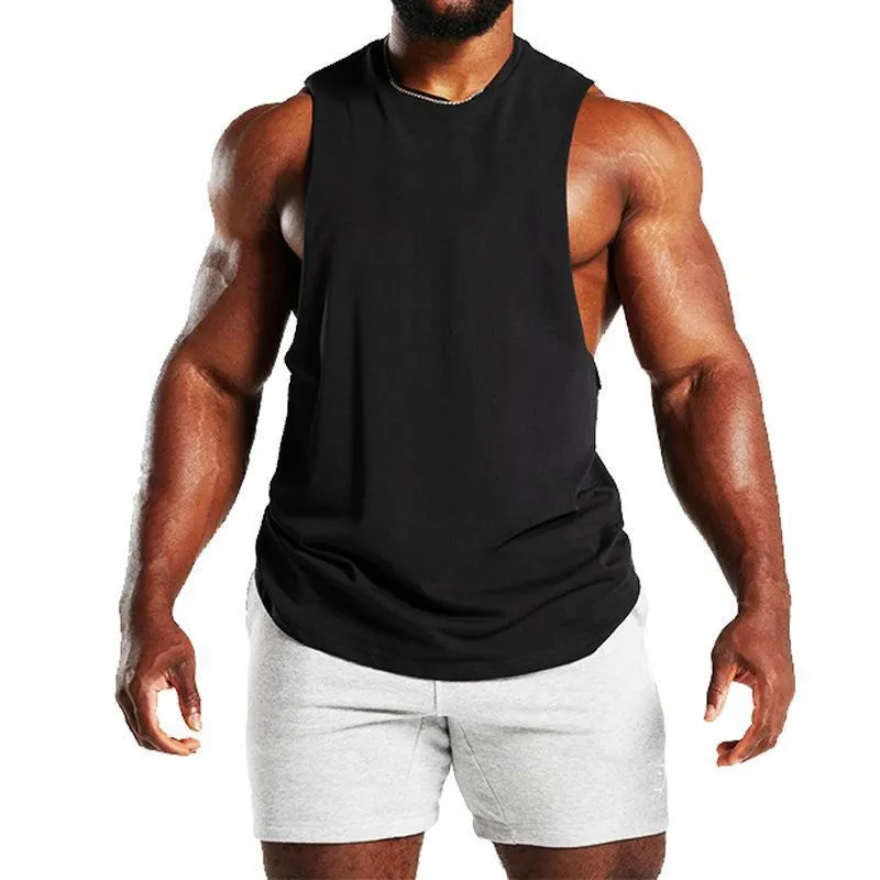 Men's Solid Loose Sleeveless Sports Fitness Tank Top 56829960Z