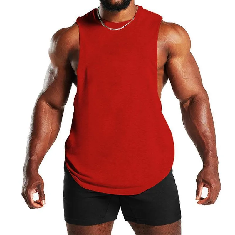 Men's Solid Loose Sleeveless Sports Fitness Tank Top 56829960Z