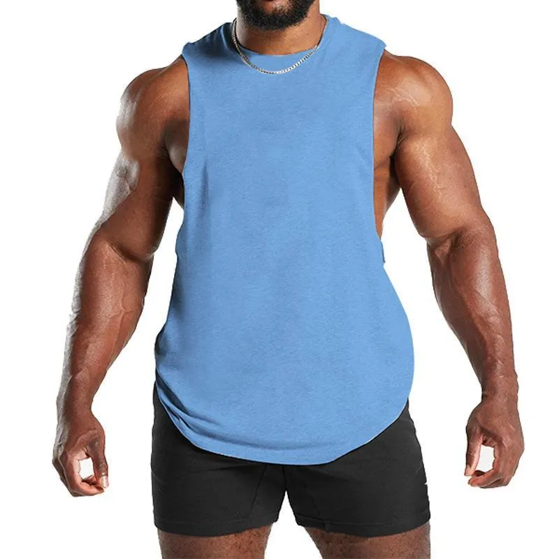 Men's Solid Loose Sleeveless Sports Fitness Tank Top 56829960Z