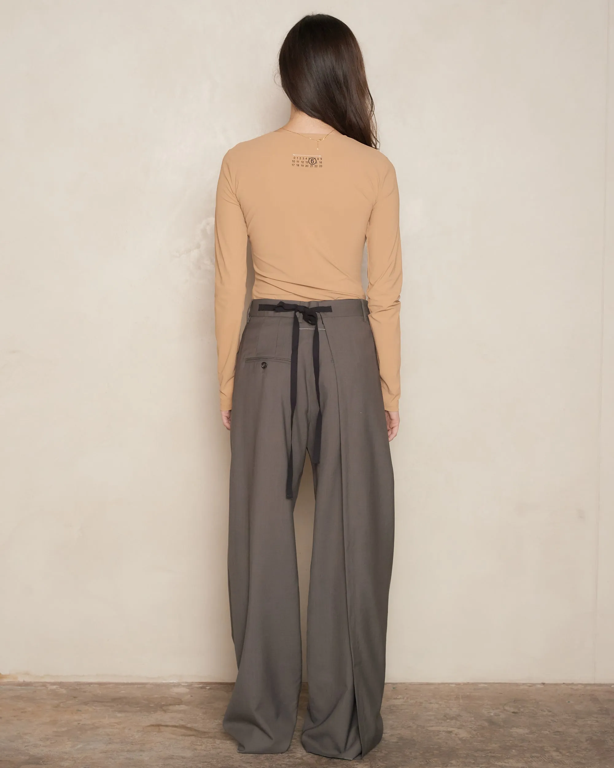 Mud Brown Tailored Wool Trousers