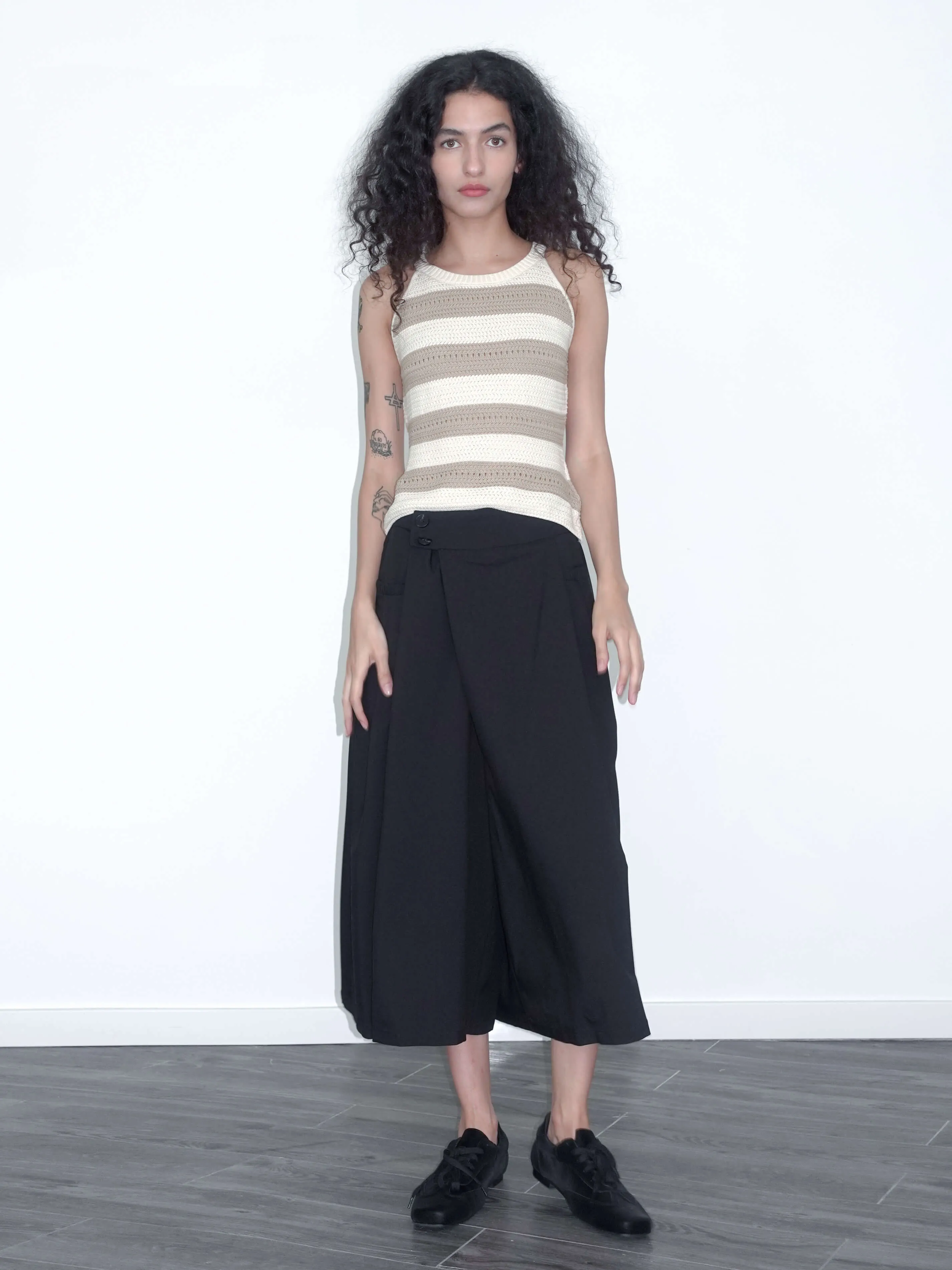 Overlapping A-line Midi Trousers