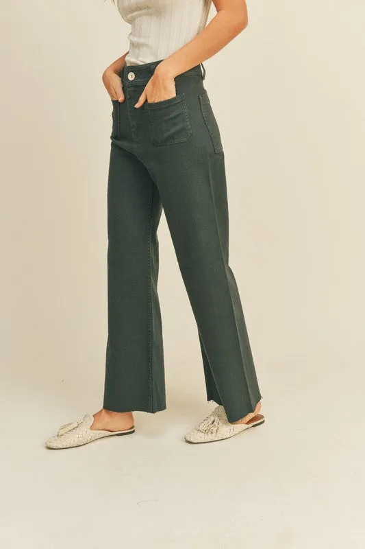 Patricia Front Pocket Wide Leg Denim Pants - Faded Navy