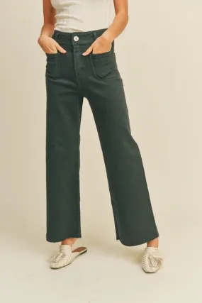 Patricia Front Pocket Wide Leg Denim Pants - Faded Navy