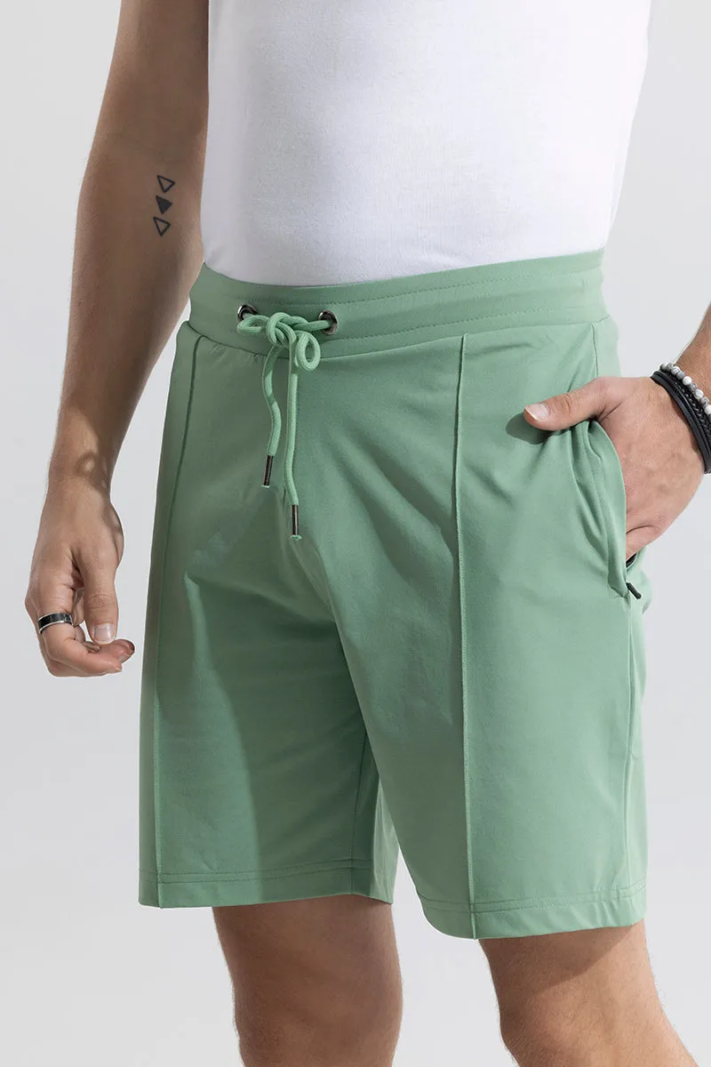 Pleated Green Shorts