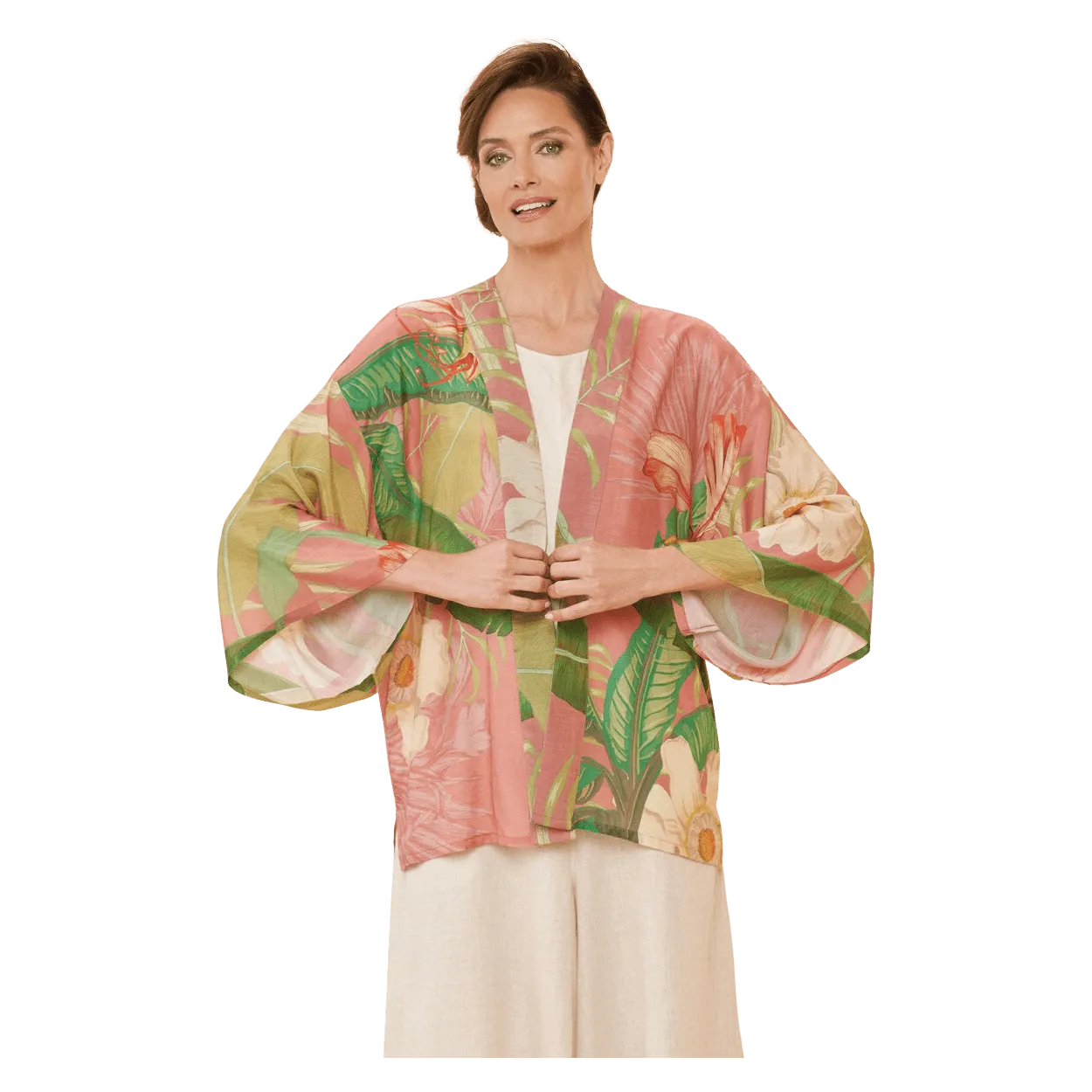 Powder Delicate Tropical Kimono Jacket