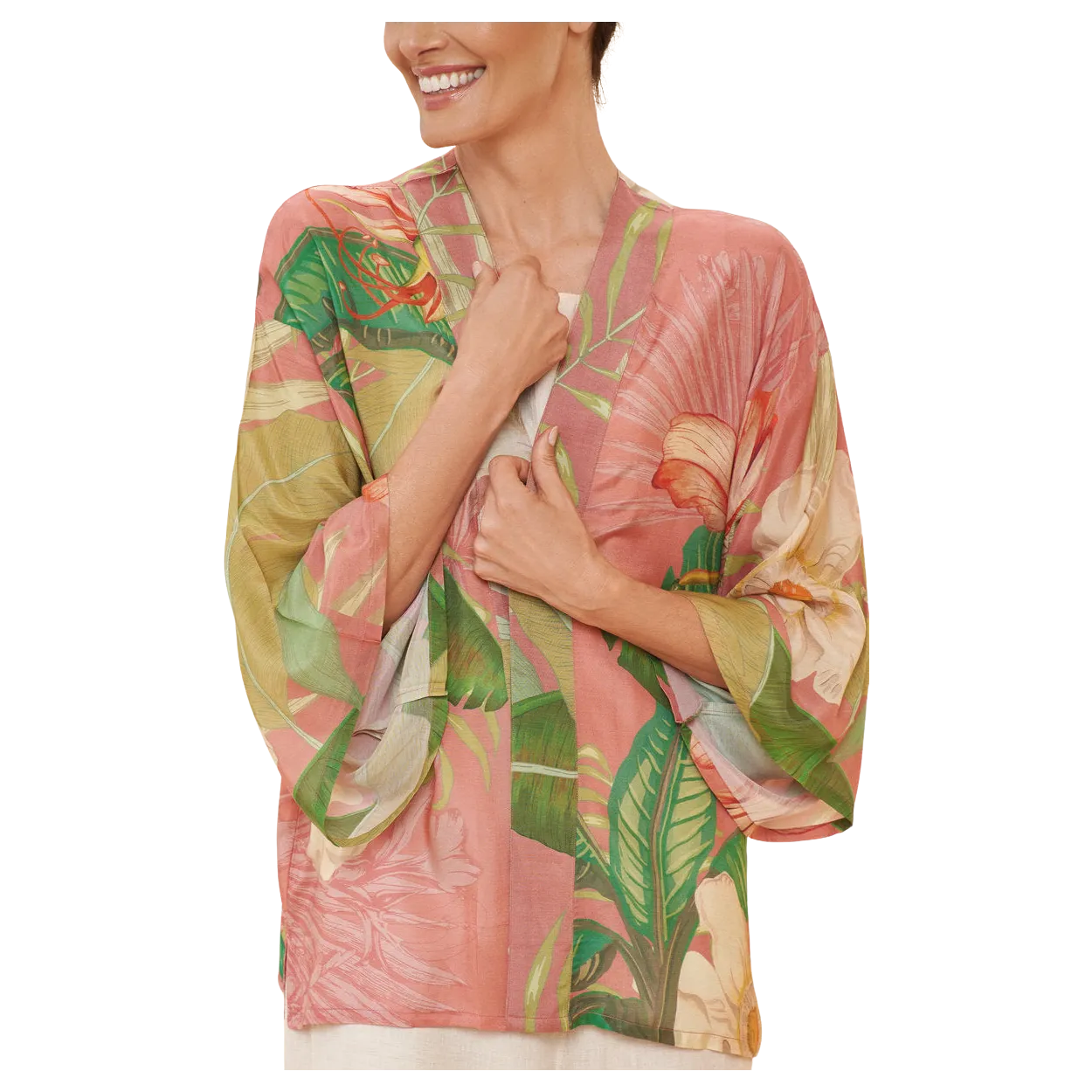 Powder Delicate Tropical Kimono Jacket