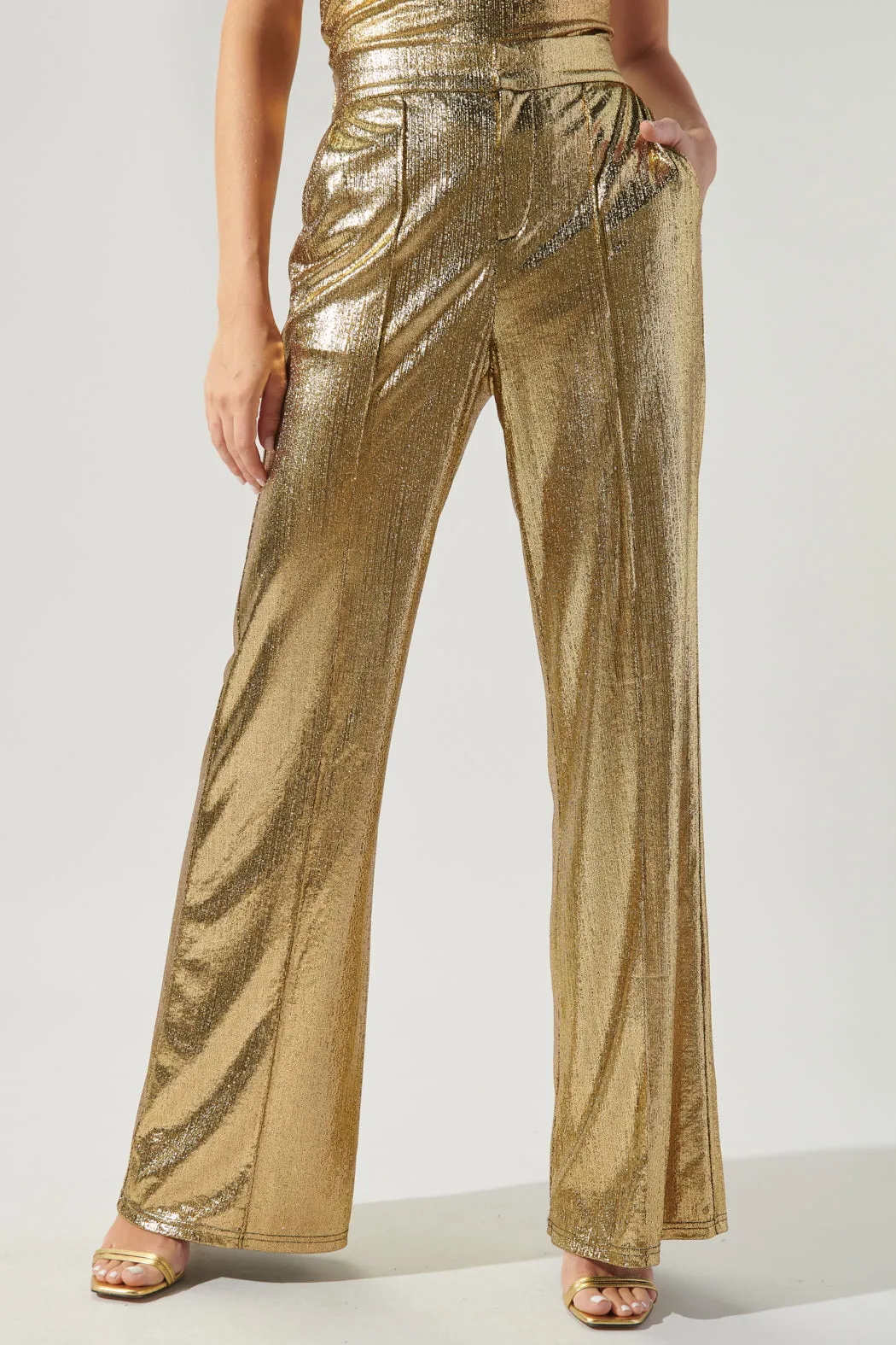 Primadonna Pintuck Wide Leg Liquid Gold Pants