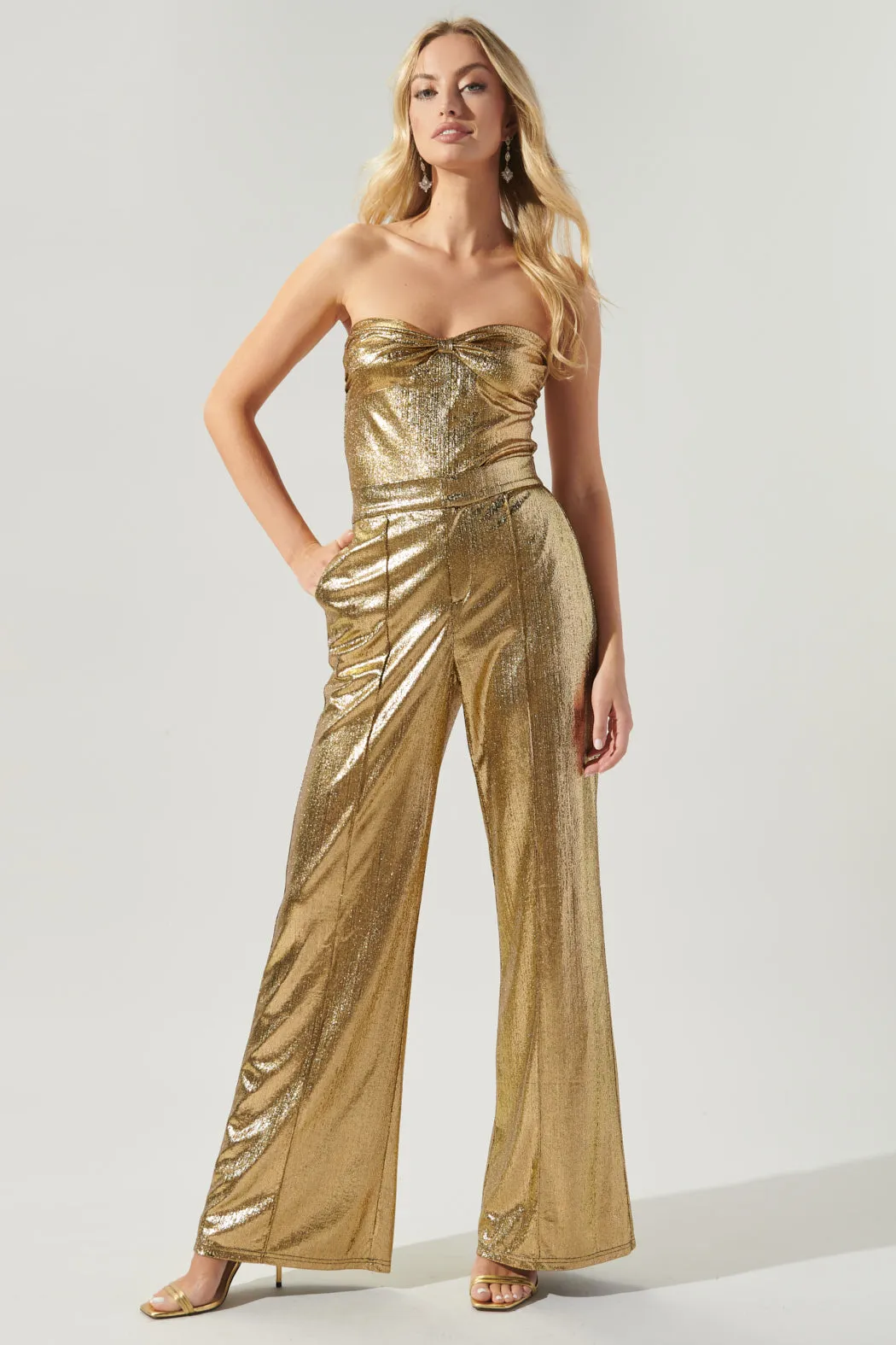 Primadonna Pintuck Wide Leg Liquid Gold Pants