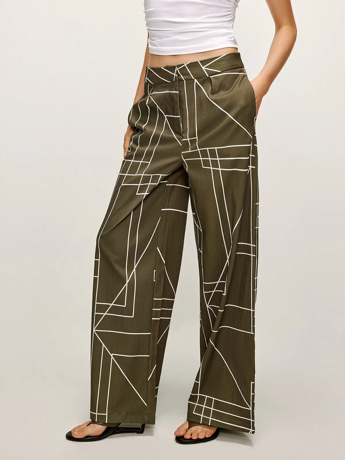 Printed Wide-Leg Pants