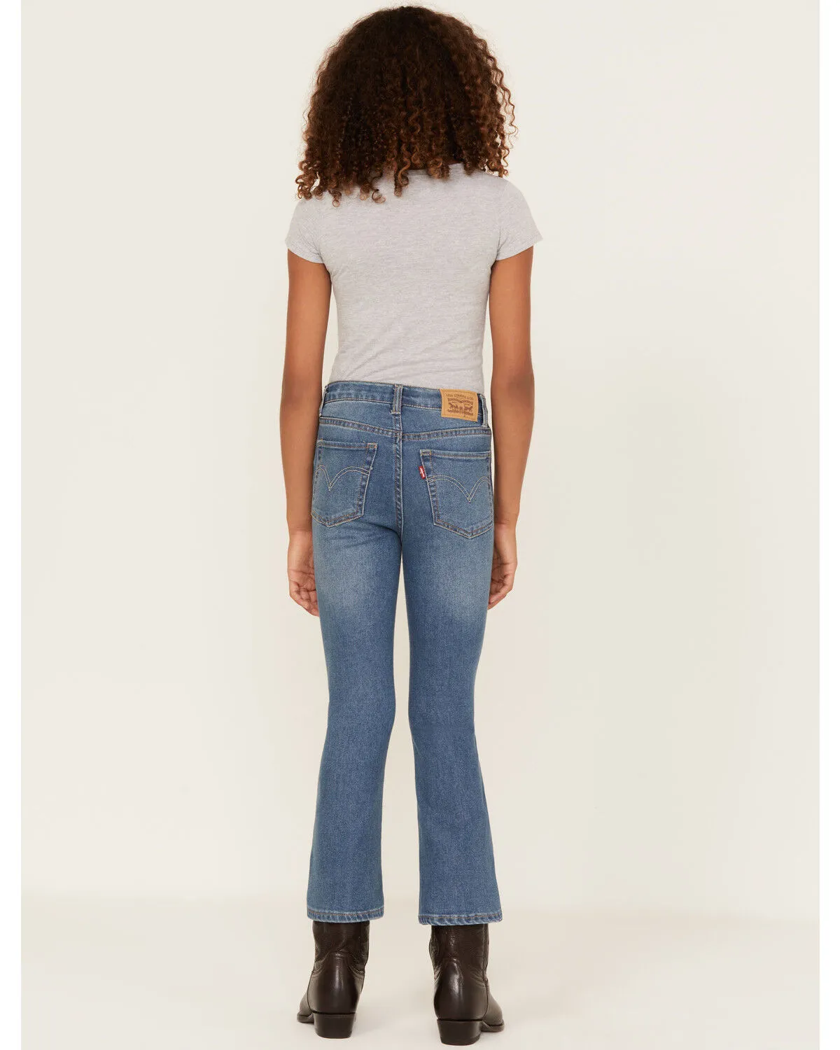 Product Name:  Levi's Girls' Dark Wash High Rise Cropped Flare Jeans