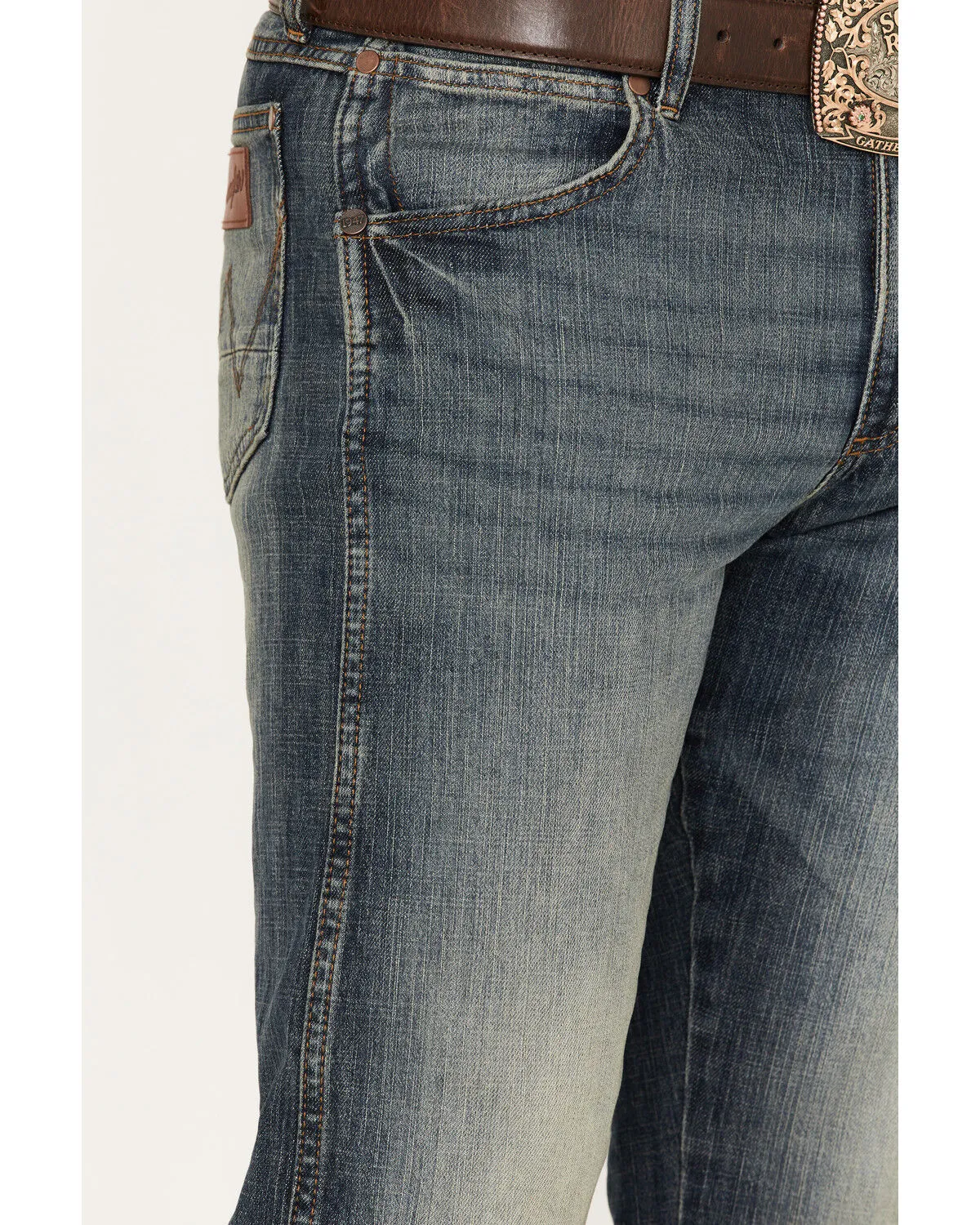 Product Name:  Wrangler Retro Men's Dark Knight Medium Wash Stretch Slim Straight Jeans