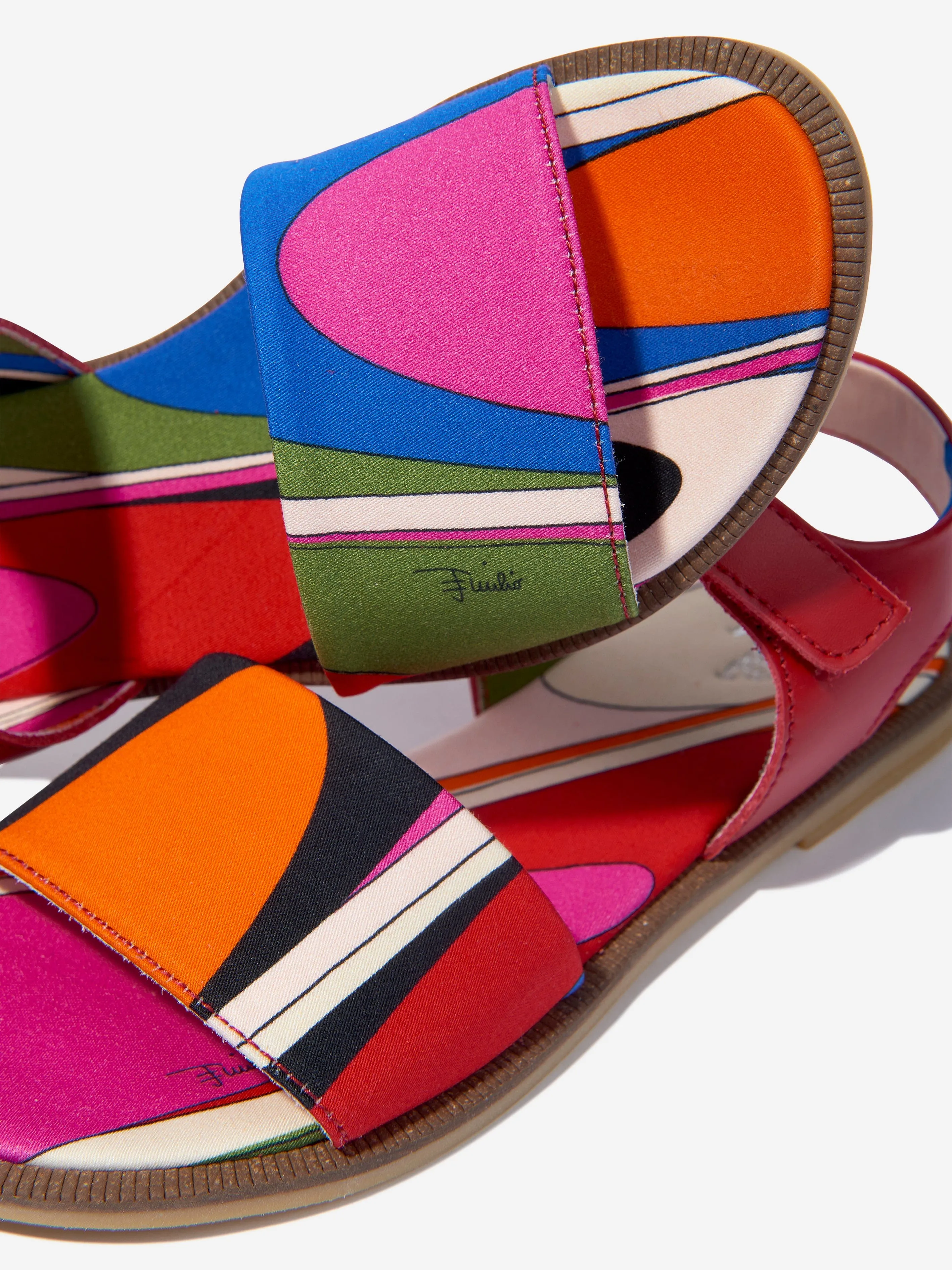 Pucci Girls Onde Print Sandals in Multicolour